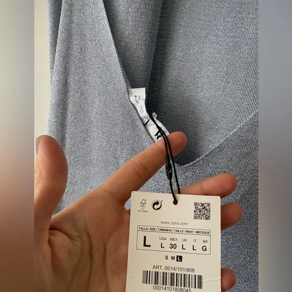 ZARA Halter Neck Maxi Dress in metallic woven silver NWT large - Picture 4 of 7